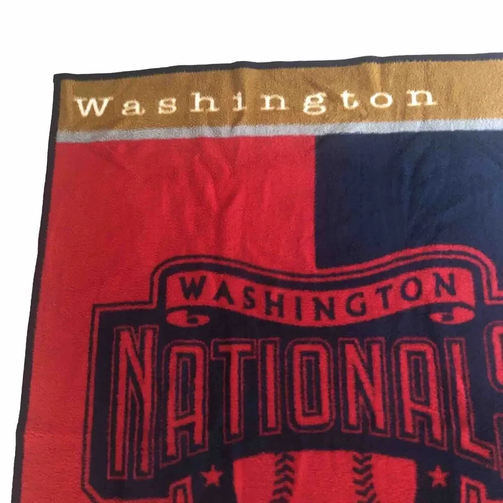 Biederlack Washington Nationals MLB Baseball Blanket VTG 90s Furry Stadium Throw